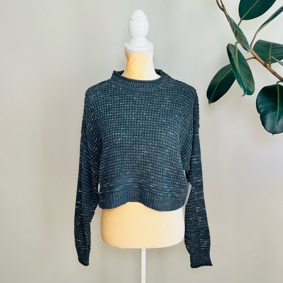 NWT Abound {Nordstrom} mock neck waffle knit cropped sweater - Picture 1 of 6